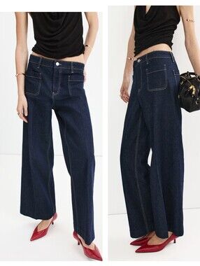 Mango Wide leg patch pocket jeans Dark Wash Size 20 Plus Size
